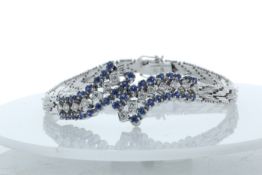 18ct White Gold Diamond and Cornflour Blue Sapphire Bracelet