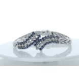 18ct White Gold Diamond and Cornflour Blue Sapphire Bracelet