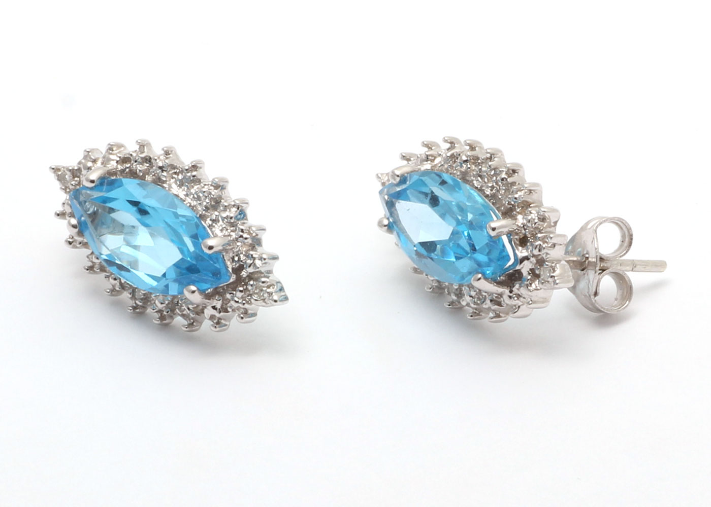 9ct White Gold Diamond and Blue Topaz Earring (BT3.73) 0.02 Carats - Image 3 of 5