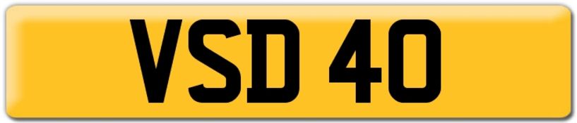 VSD 40 Vic Viv Val Victoria Vivian Valire Vlad Davies Derbyshire Number Plate