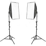 Pair of Photography Studio Continuous Lighting Softbox Light Kit with stand