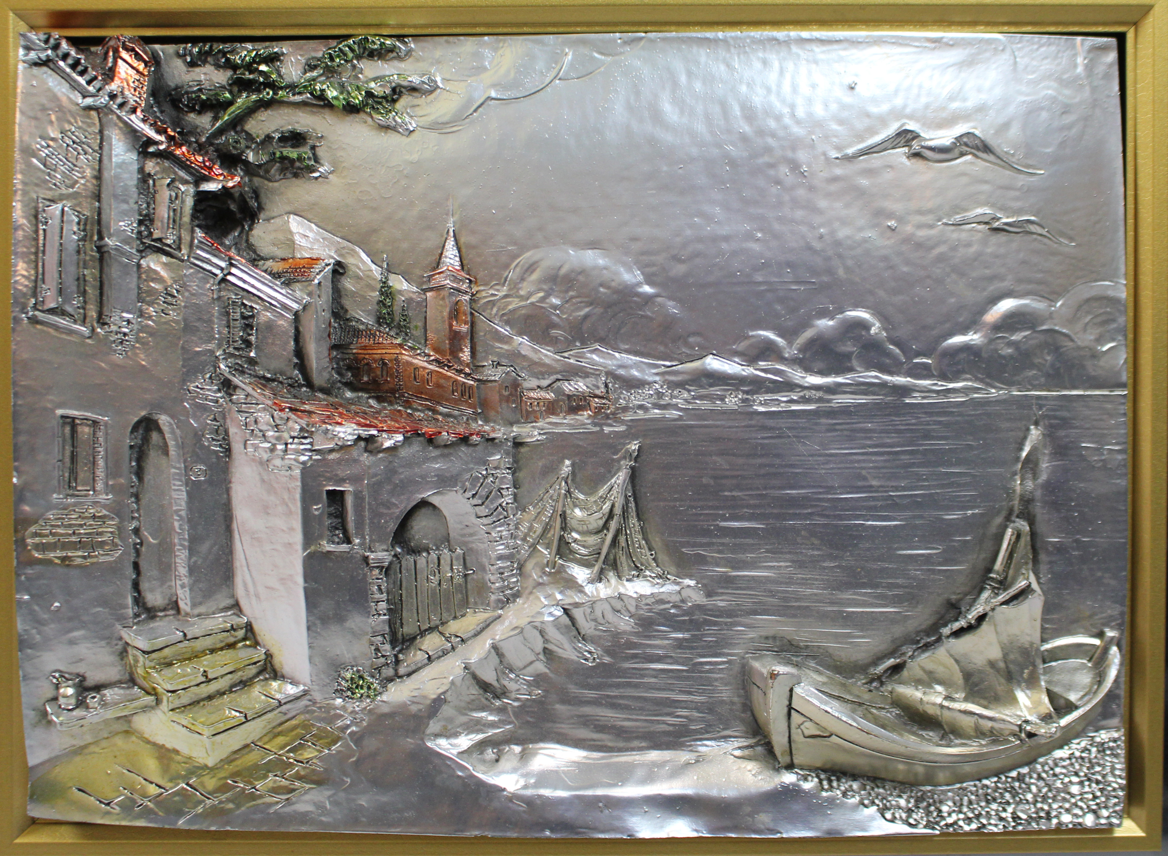 Pair of Large Creazioni Artistiche Relief Silver Artworks Framed - Image 3 of 11