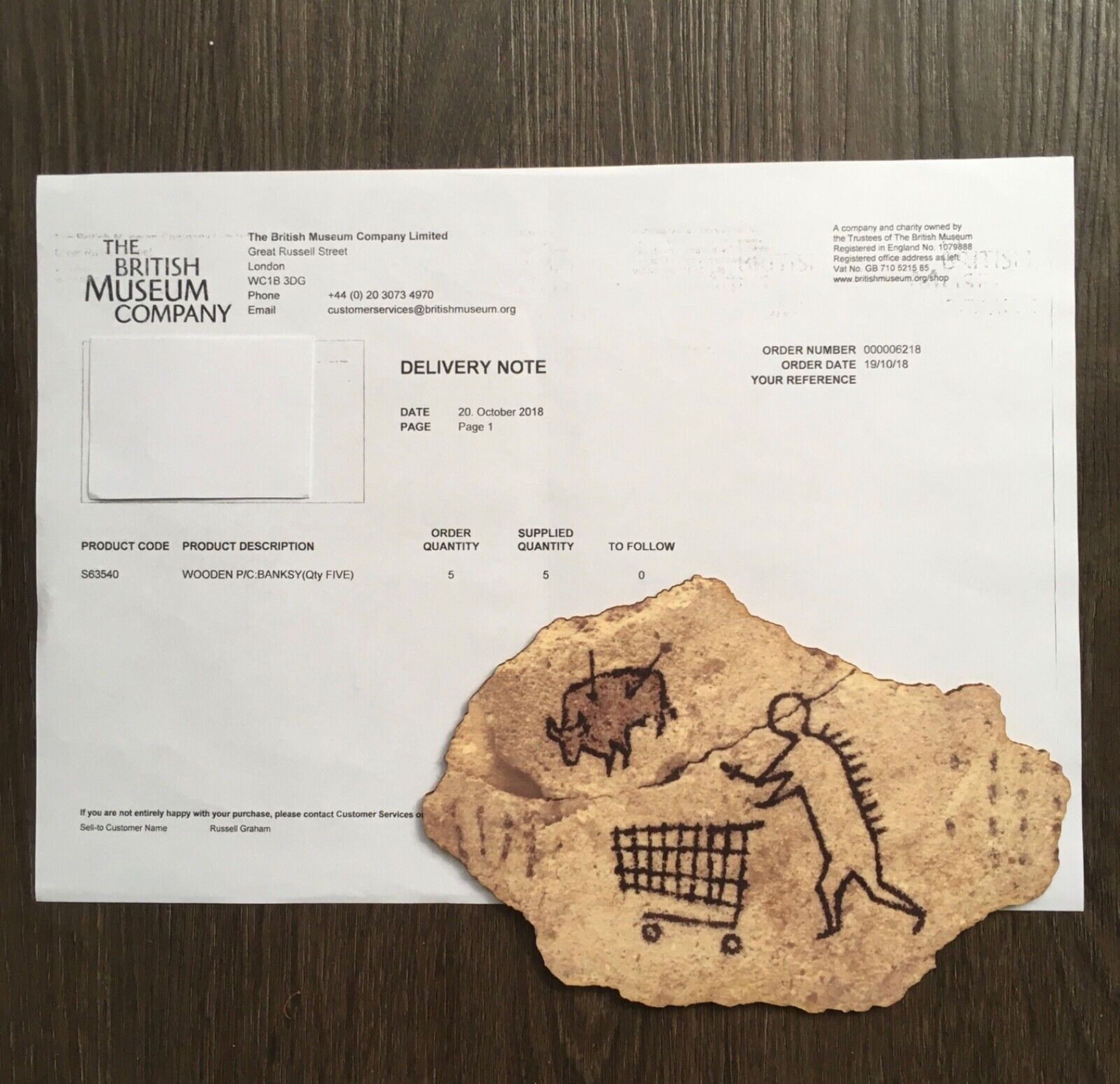 Banksy, Peckham Rock, Wooden Postcard from the British Museum with BM COA. - Image 3 of 4