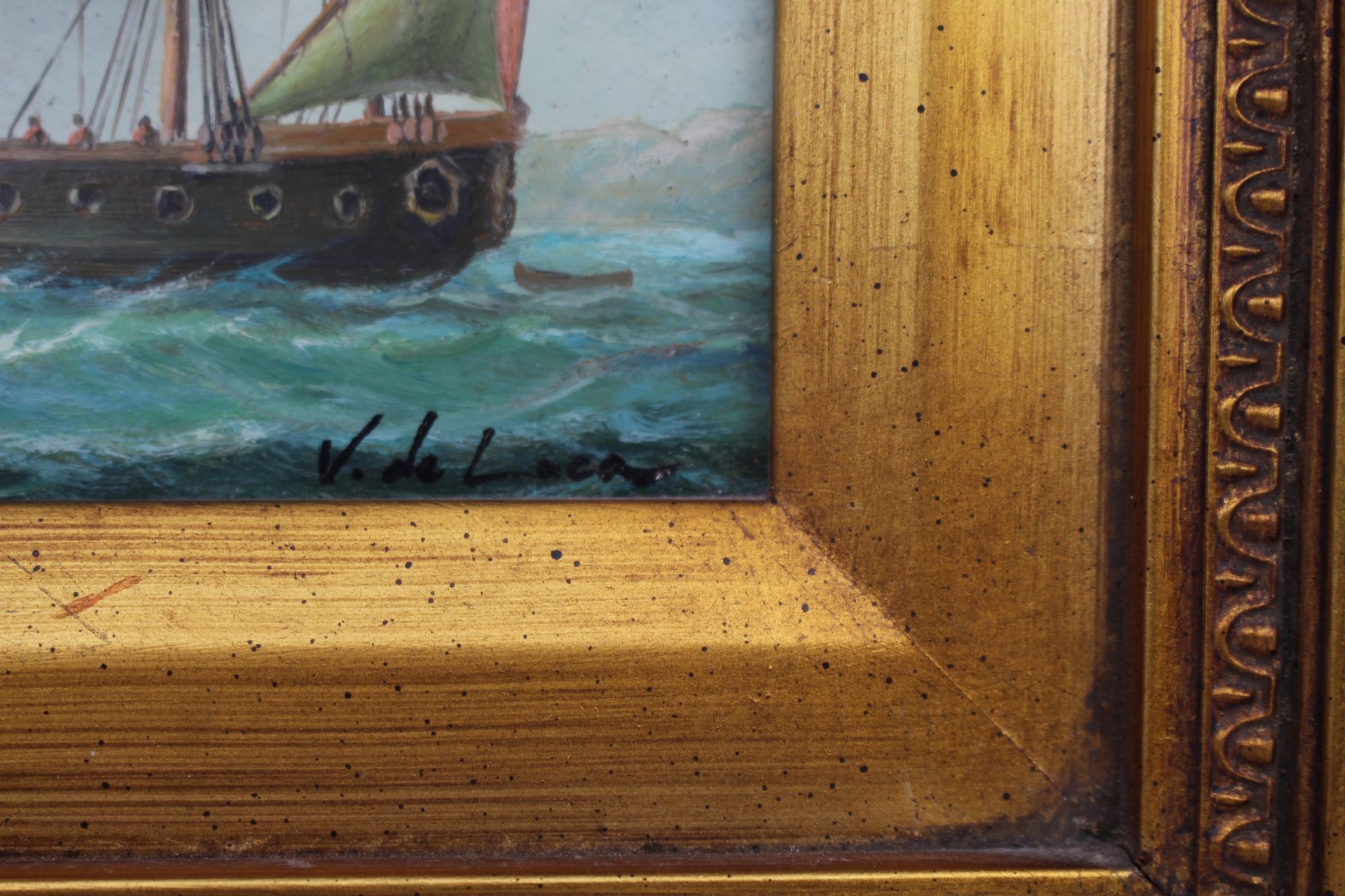 Maritime Painting Oil on Board Set in Heavy Gilt Frame - Image 3 of 5