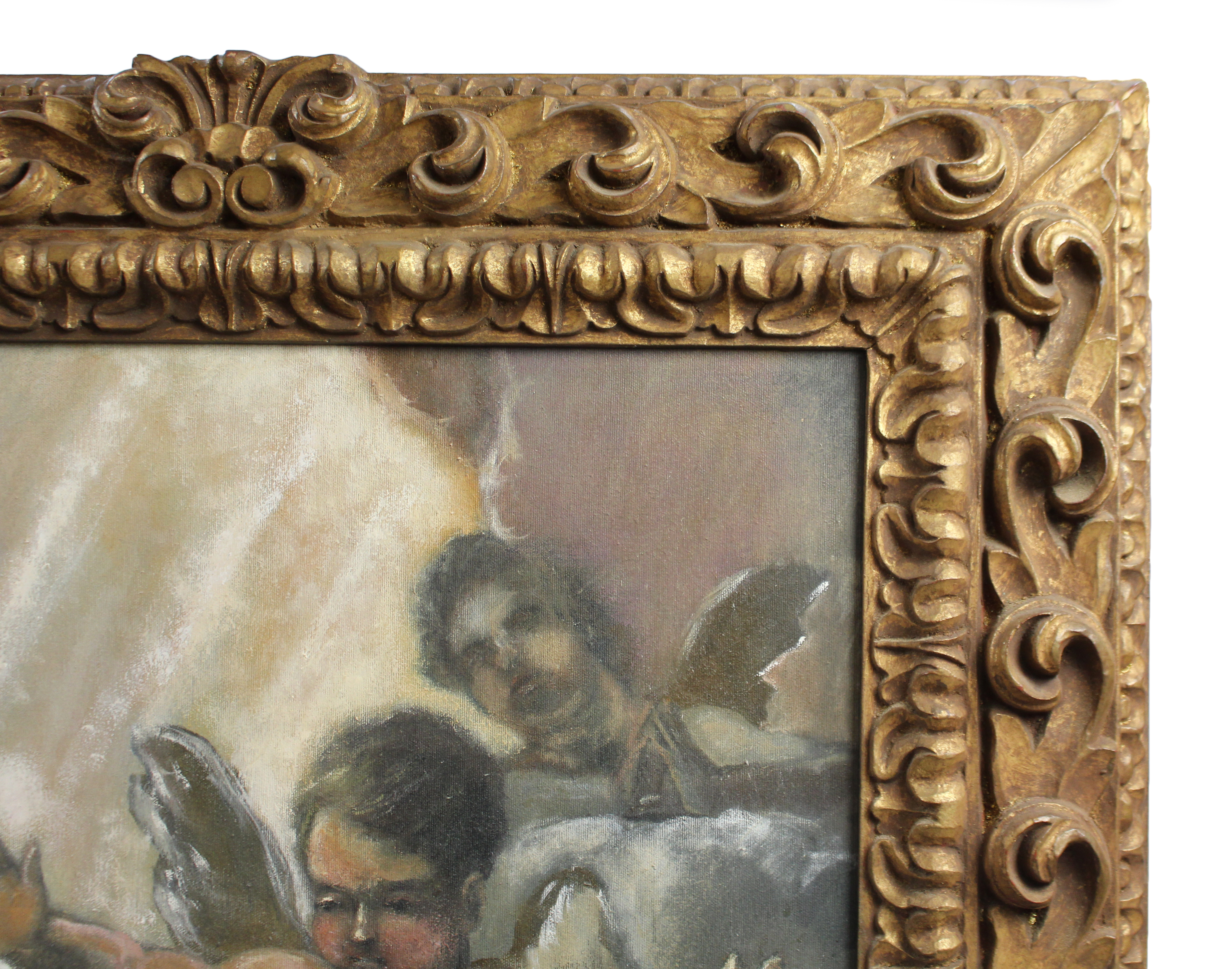 Italian Renaissance Style Cherub Oil on Canvas Giltwood Frame - Image 5 of 6