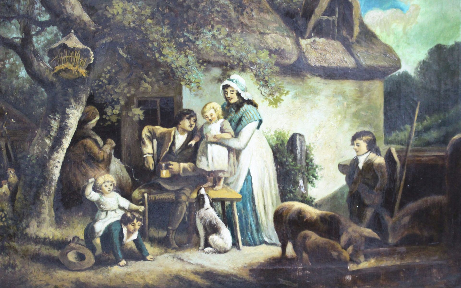 Early 19th c. Country Genre Scene Oil on Canvas - Image 7 of 10