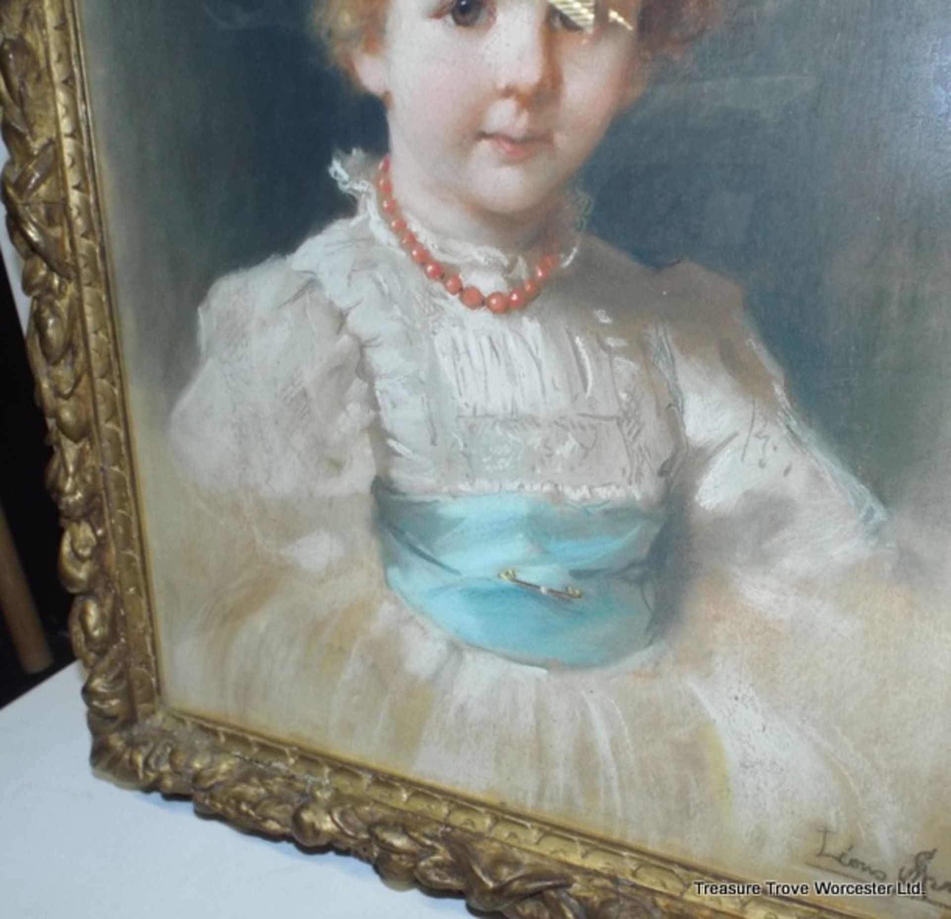 Leon Spinick Portrait of a Child Pastel 1897 - Image 8 of 11