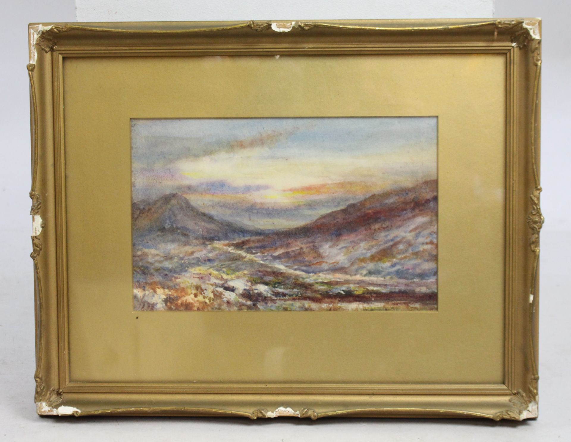 Victorian Highlands Watercolour Set in Gilt Frame