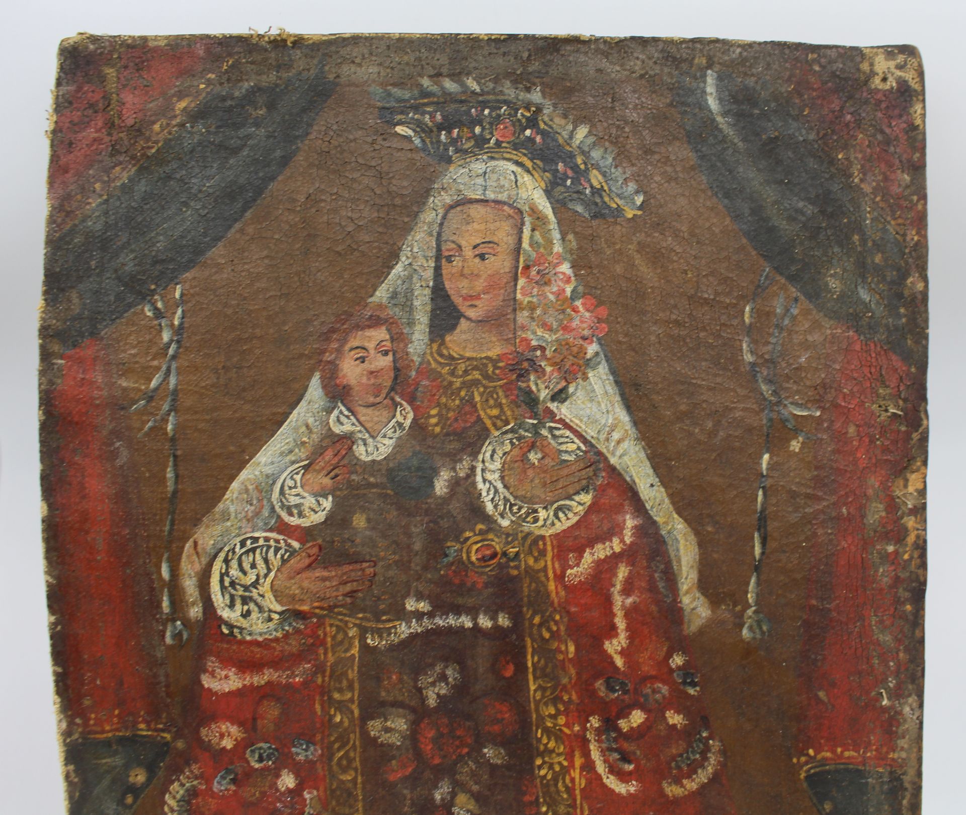 Antique Icon Painting on Canvas - Image 3 of 5