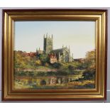 Worcester Cathedral by Alan King Oil on Board