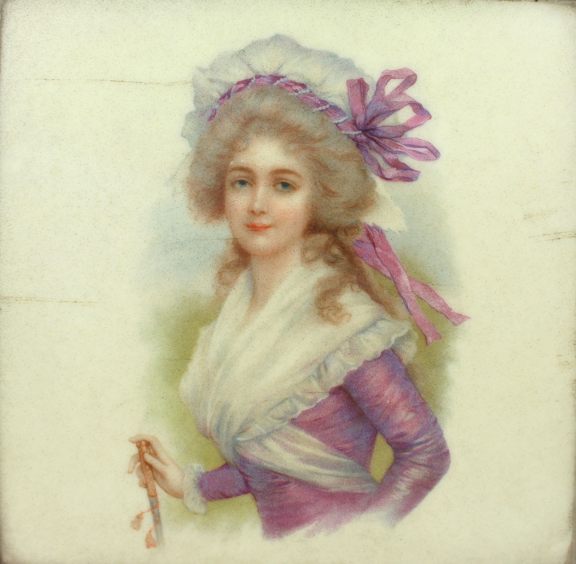 Victorian Framed Lady in Bonnet Tile - Image 2 of 3