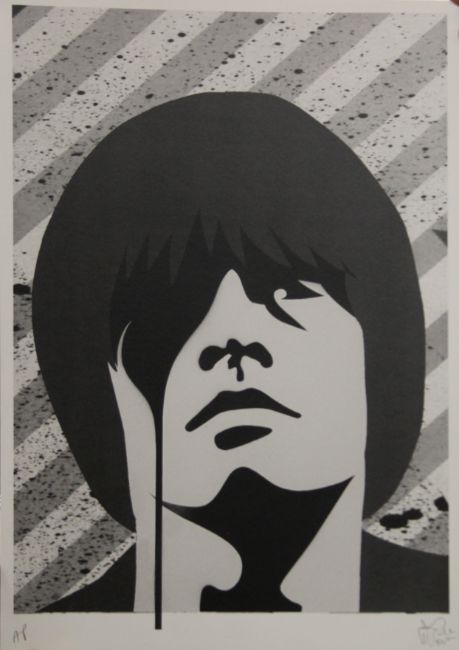 PURE EVIL(English 1968)Screenprint Brian Jones of the Rolling Stones who tragically was found dea...