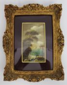 Vintage Miniature Italian Landscape Set in Gilt Frame