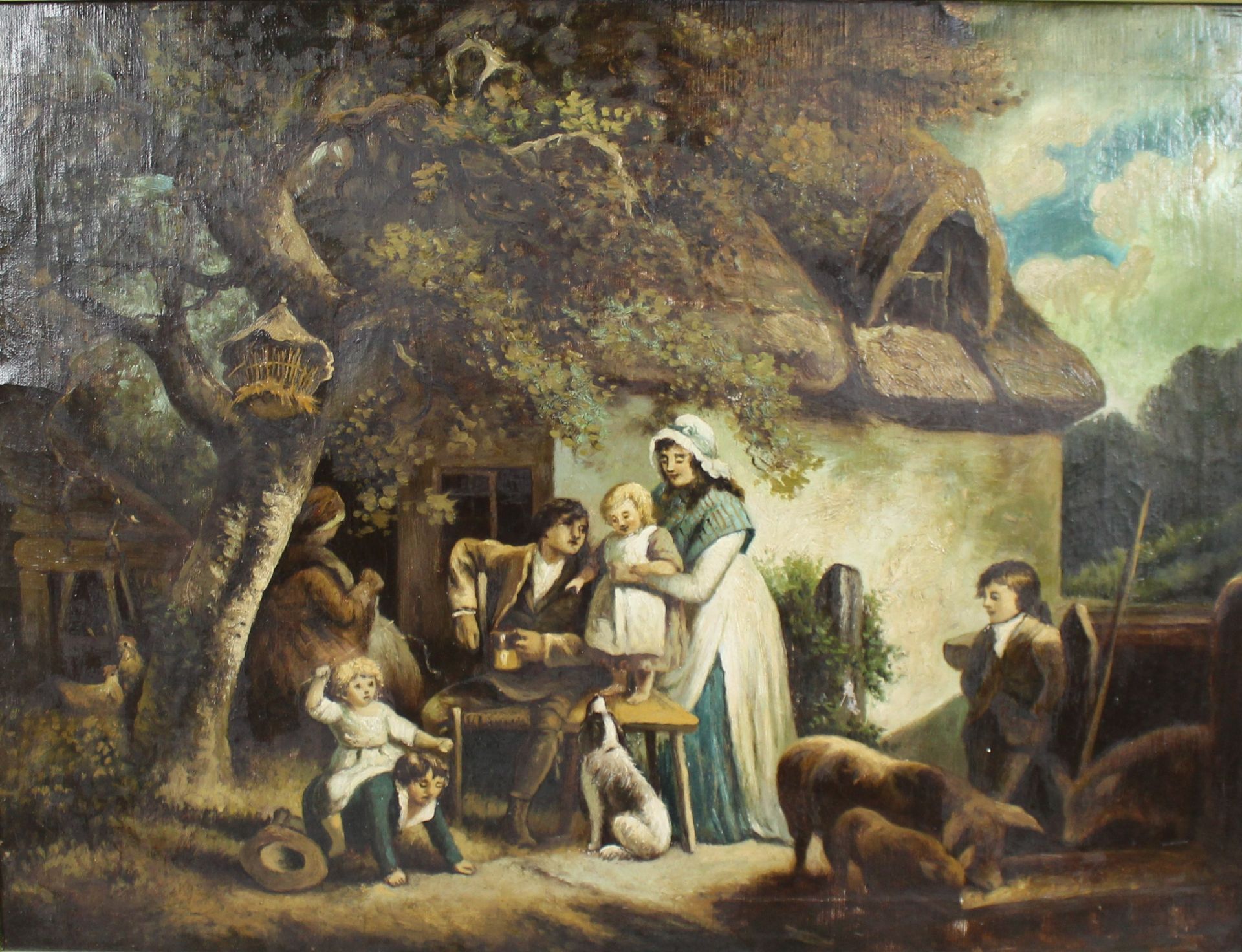 Early 19th c. Country Genre Scene Oil on Canvas - Image 2 of 10