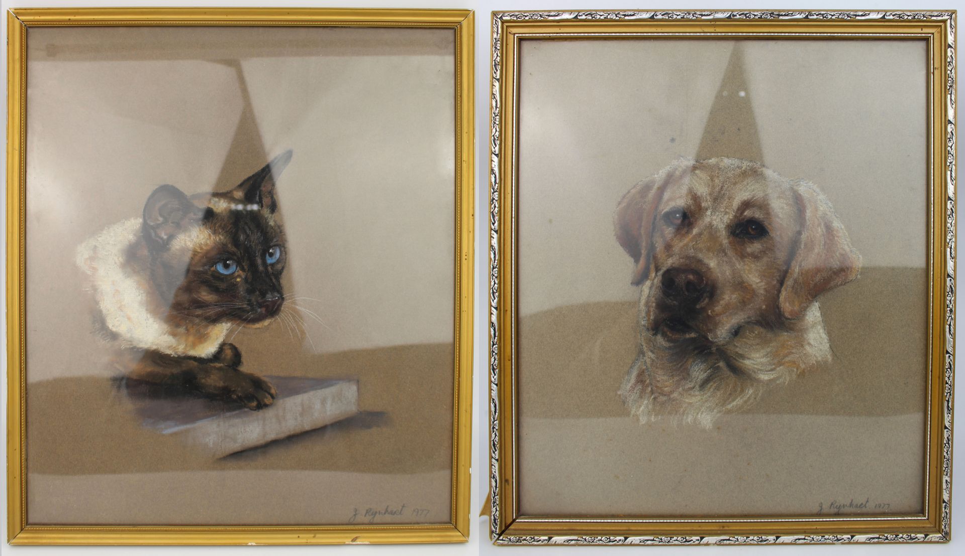 Pair of Original Pastel Animal Portraits by Jeanne Rynhart (1946-2020)