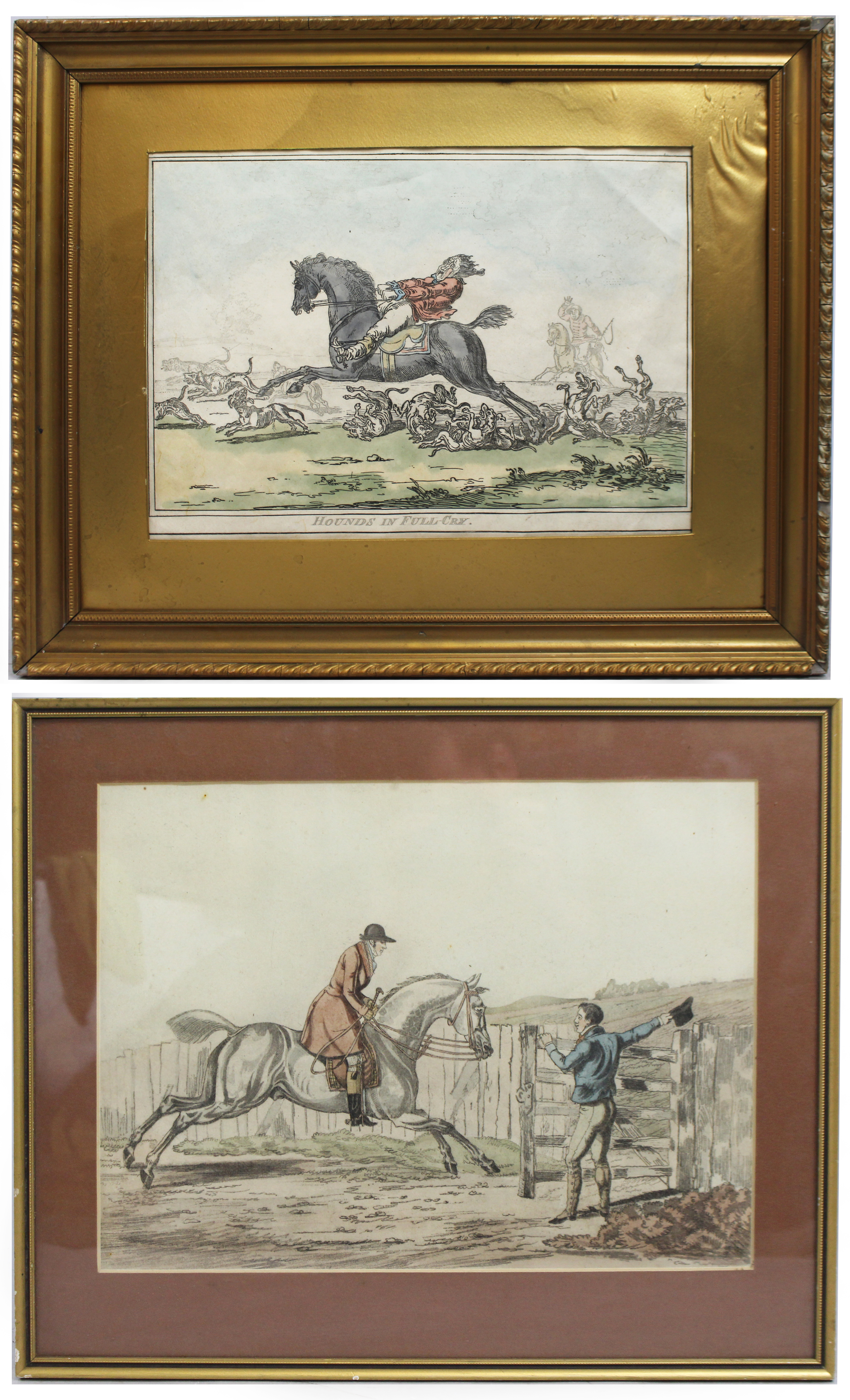 Pair of Antique Hunting Prints