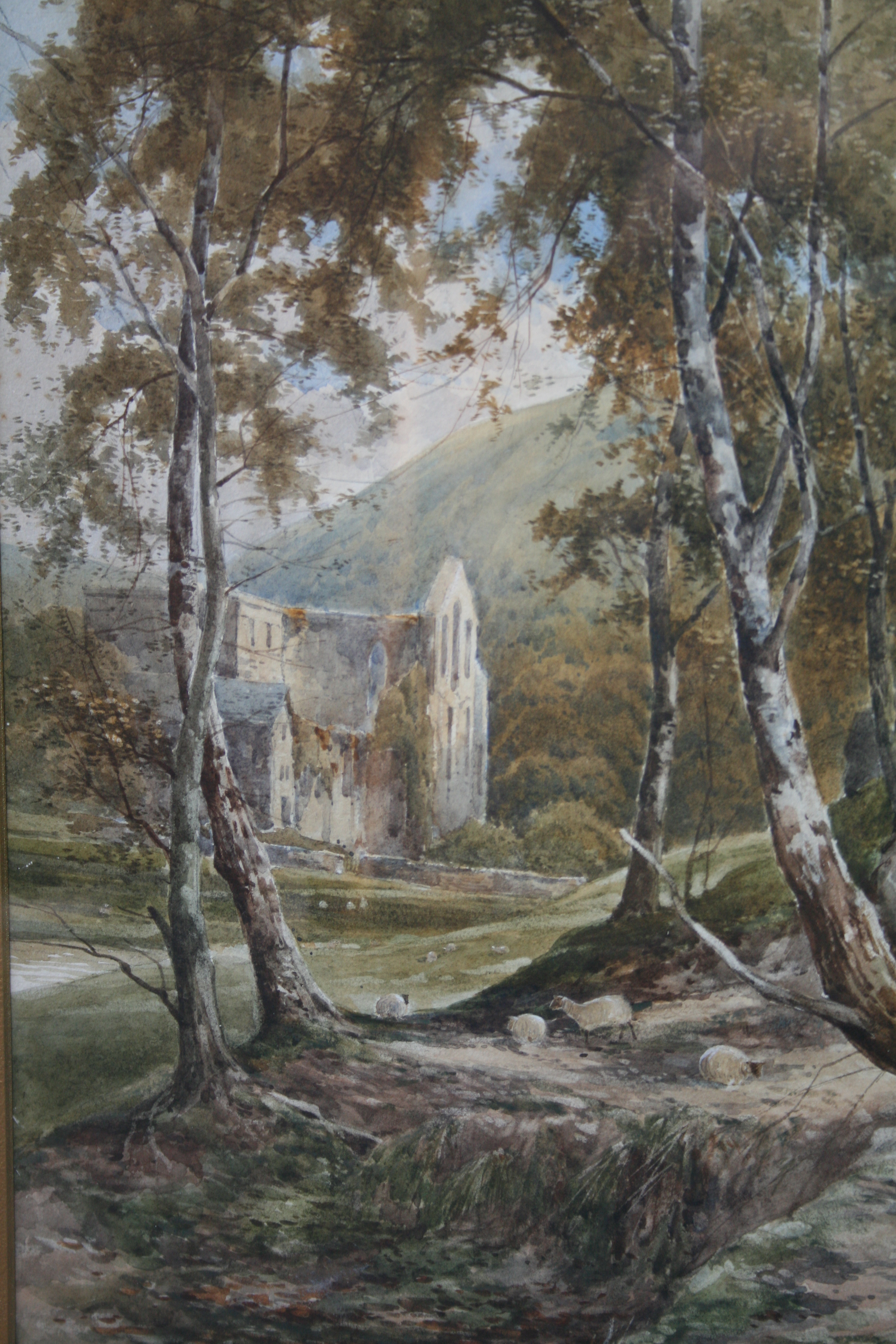 Pair Watercolours Henry Pope (British,1843-1908) Vale Crucis Abbey - Image 9 of 13