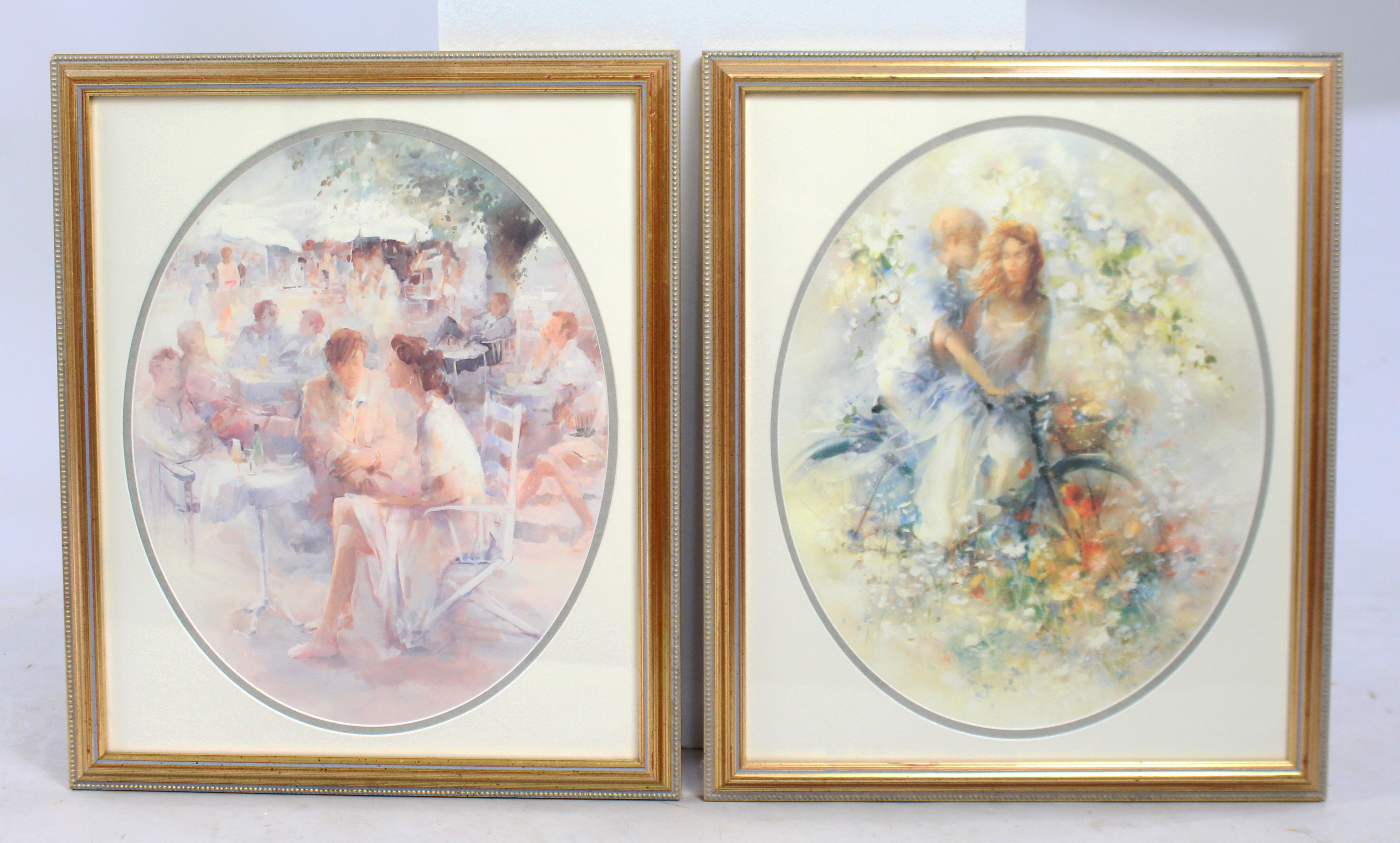 Pair of Oval Prints Mounted & Set in Gilt Frames