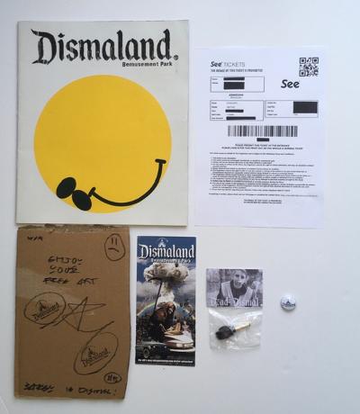 Six WSM Dismaland Bemusement Park Souvenirs including found Banksy ‘free art’ 2015 - Image 2 of 15