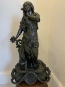 French Antique Sculpture of a Bronzed Patinated Spelter Called Lilique