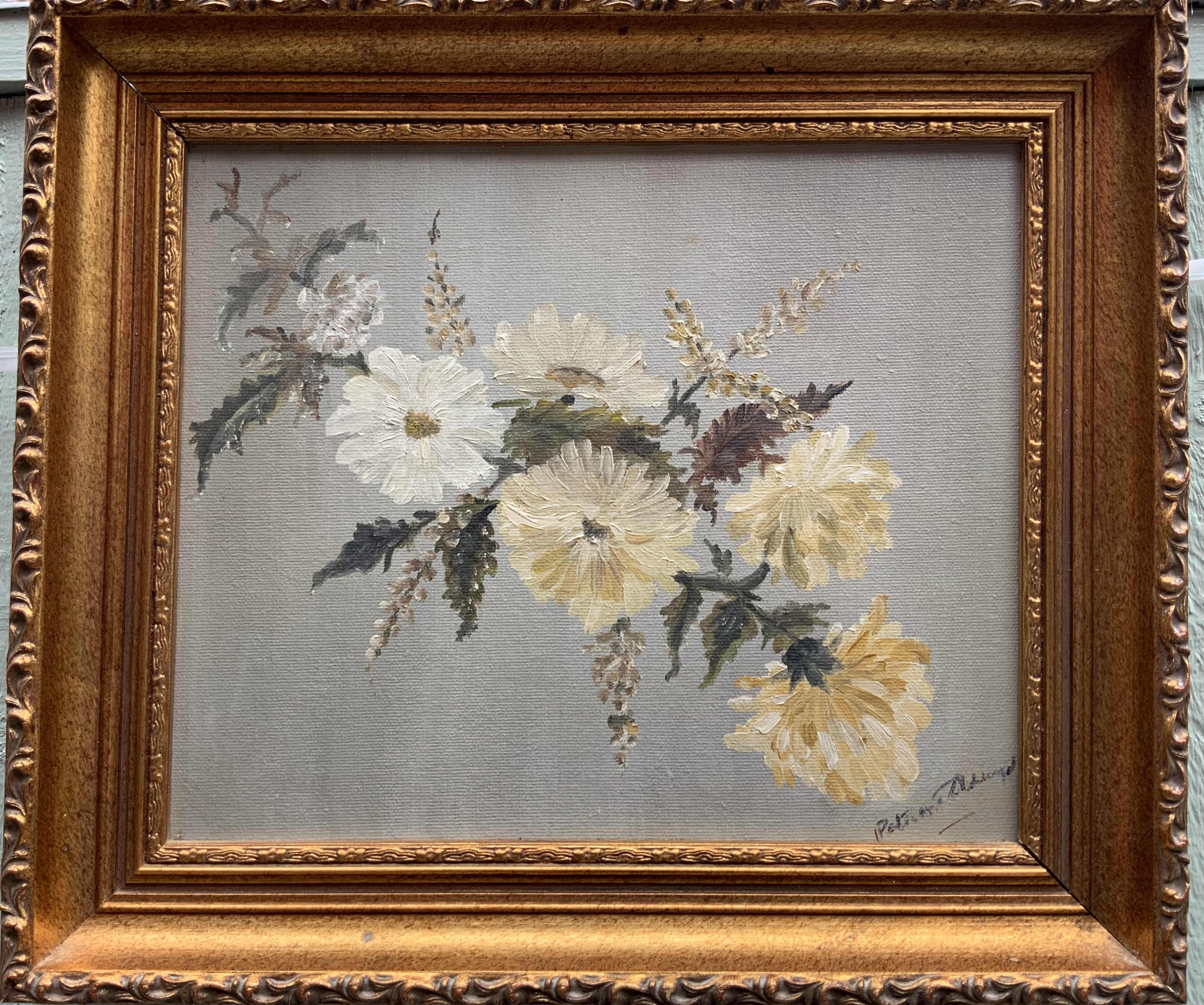 Still Life of Flowers Oil on Canvas Set In Gilded Frame English Signed 20th Century - Image 6 of 6