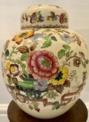 Antique Large Porcelain Floral Decoration Ginger Maker Mark Jar Masons