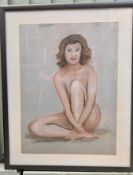 Vintage Beautiful Nude Painting Pastel on Board