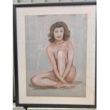 Vintage Beautiful Nude Painting Pastel on Board
