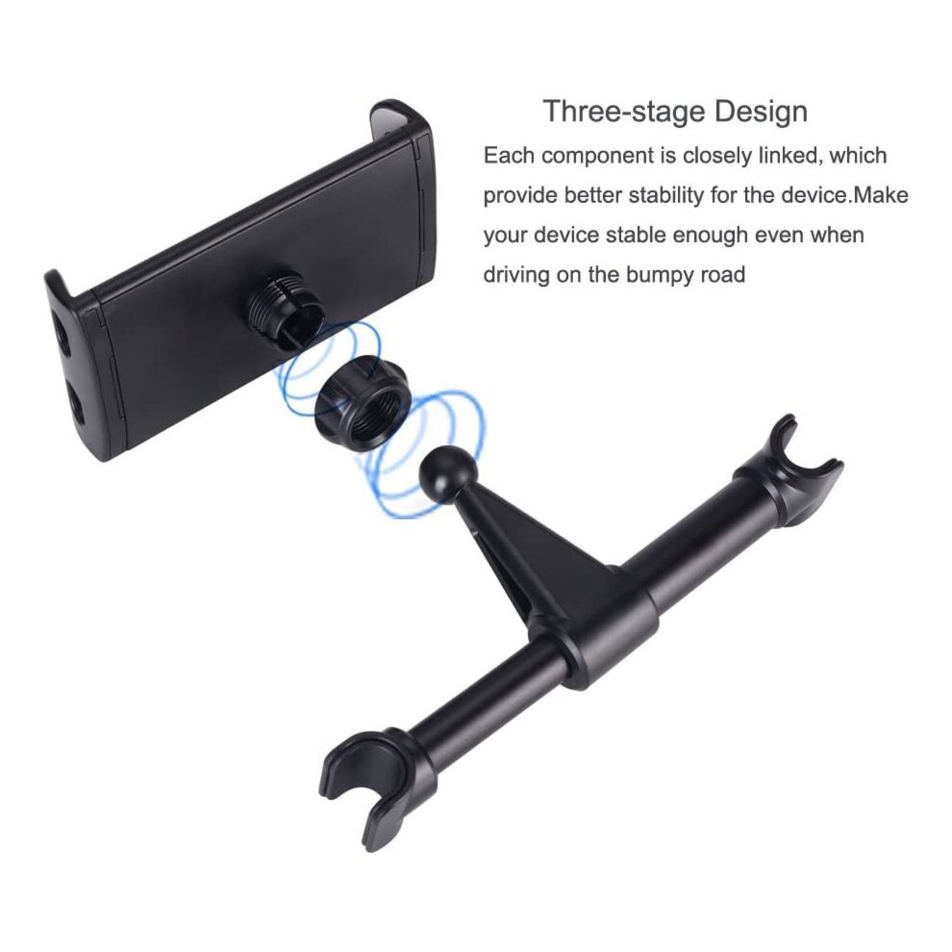 Universal Adjustable Car Headrest Phone/Tablet Holder Mount for 4.7~11" Tablet Max - Image 5 of 9