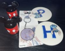 Disney Salt and Pepper Shakers, 2x Porcelain Cup Coasters & Keyring - New