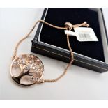 Rose Gold on Sterling Silver Tree of Life Bracelet 'New' with Gift Pouch