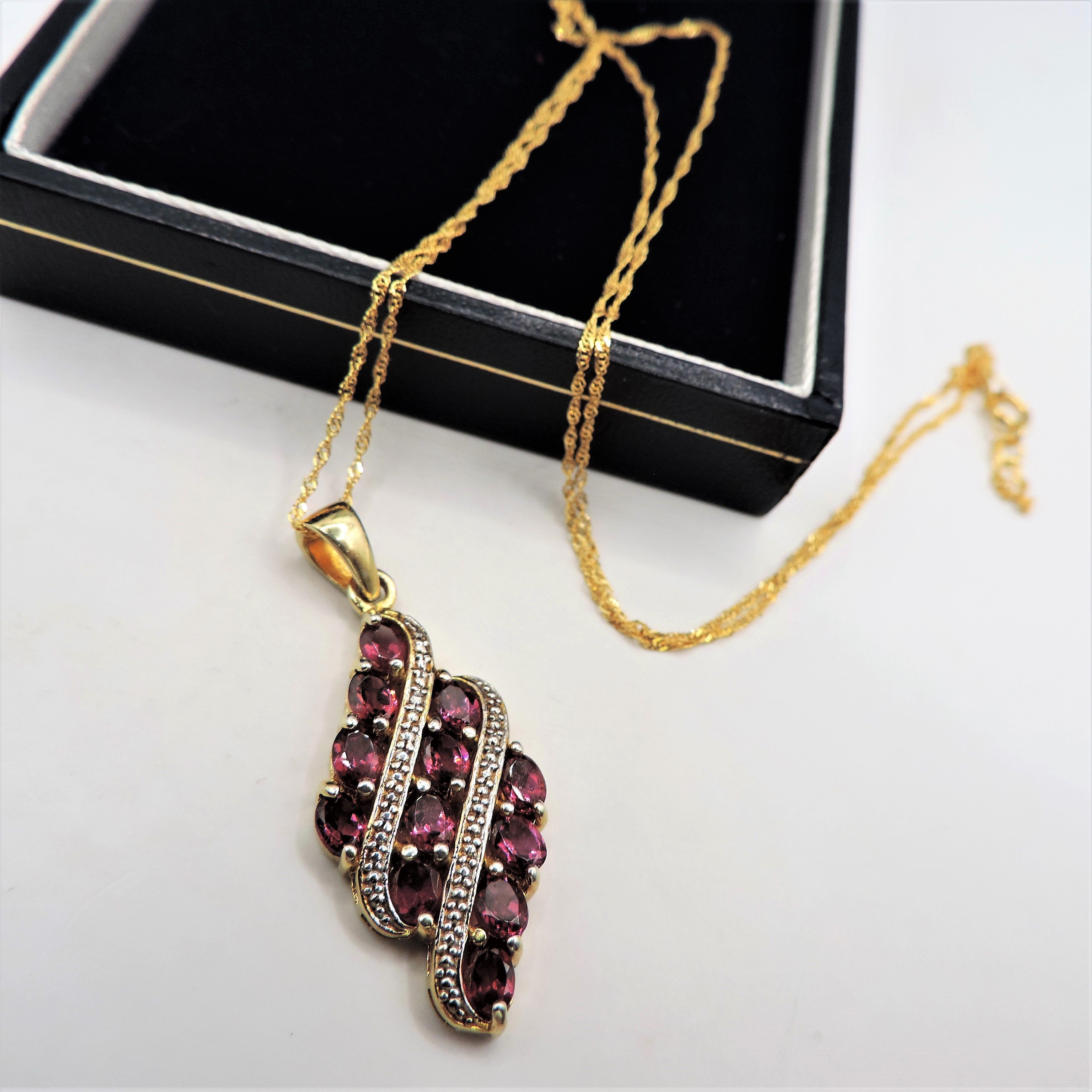 Gold on Sterling Silver Pink Tourmaline Pendant Necklace 'New' with Gift Box - Image 3 of 3