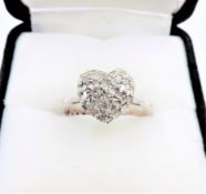 Platinum on Sterling Silver Diamond Cluster I love You Ring 'NEW' with Gift Box