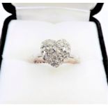 Platinum on Sterling Silver Diamond Cluster I love You Ring 'NEW' with Gift Box