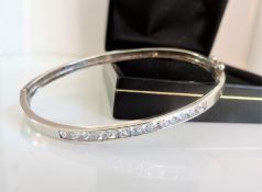 Sterling Silver Channel Set Gemstone Bangle