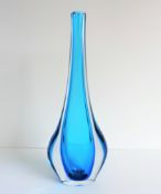 Large Artist Signed Murano Sommerso Teardrop Sculpture 40 cm tall