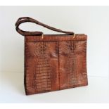 Vintage Crocodile Skin Handbag circa 1950's