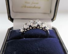 Sterling Silver 2 carat White Zircon Ring 'NEW' With Gift Pouch