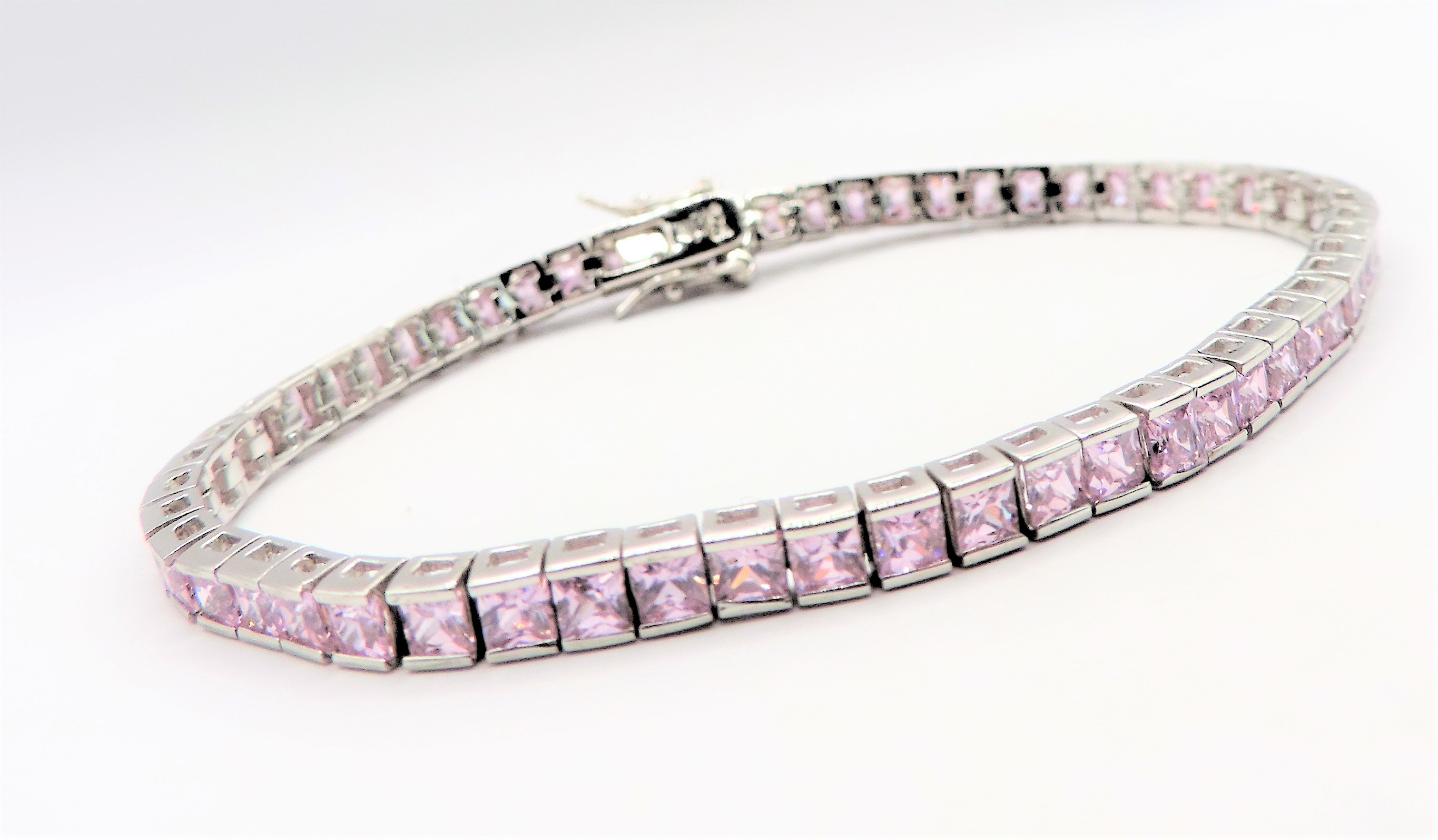 Sterling Silver 13CT Pink Topaz Tennis Bracelet - Image 4 of 4