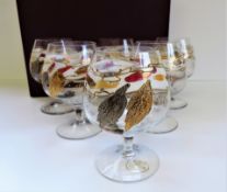 Cristal de Paris Hand Made Gold & Silver Leaf Glasses Boxed Set 6
