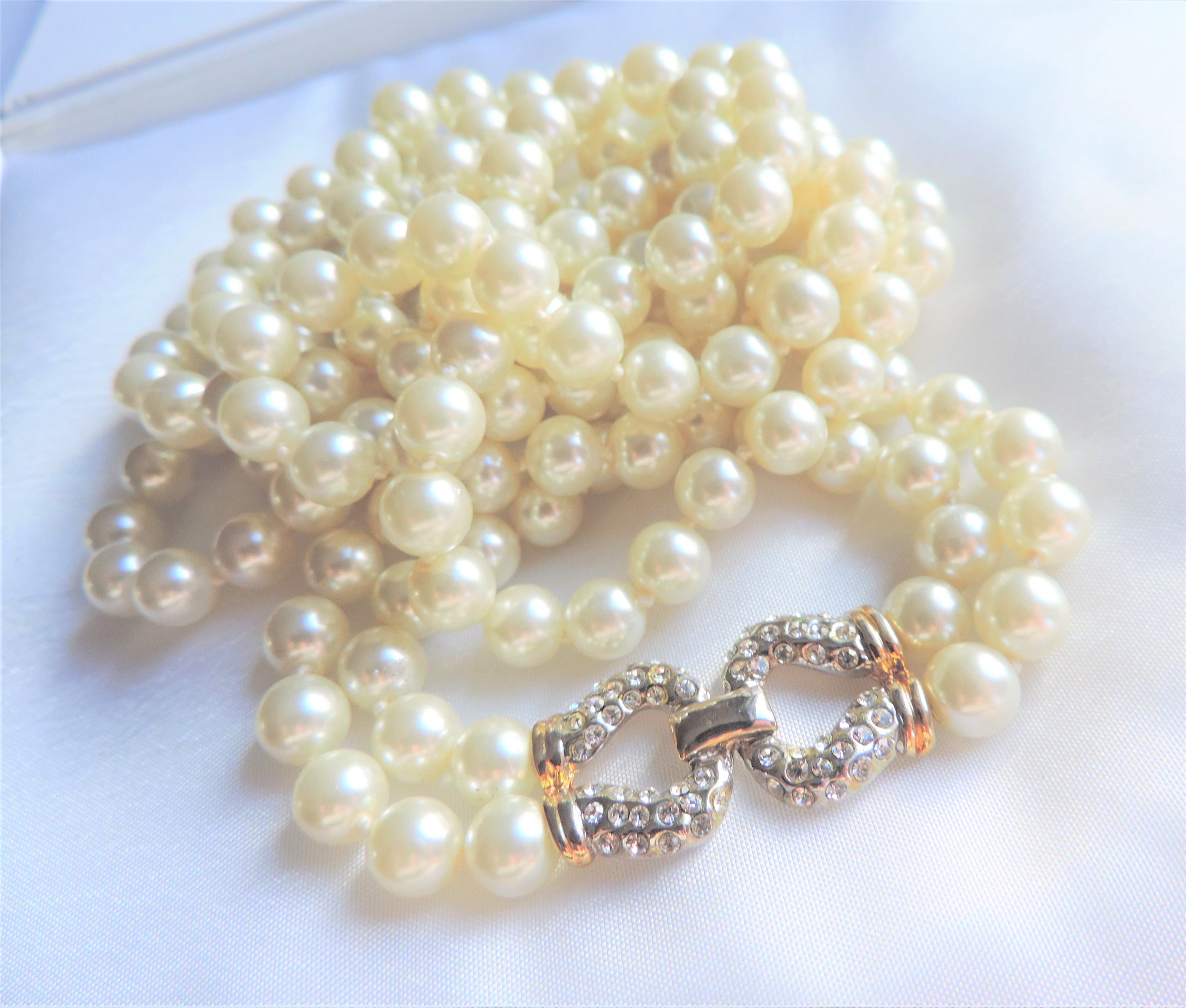 26 Inch Double Strand Pearl Necklace 7mm Size Pearls - Image 4 of 5