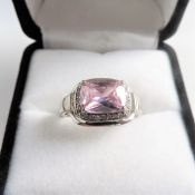 Sterling Silver 4 carat Pink & White Topaz Ring 'NEW' with Gift Pouch