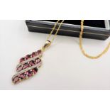 Gold on Sterling Silver Pink Tourmaline Pendant Necklace 'New' with Gift Box