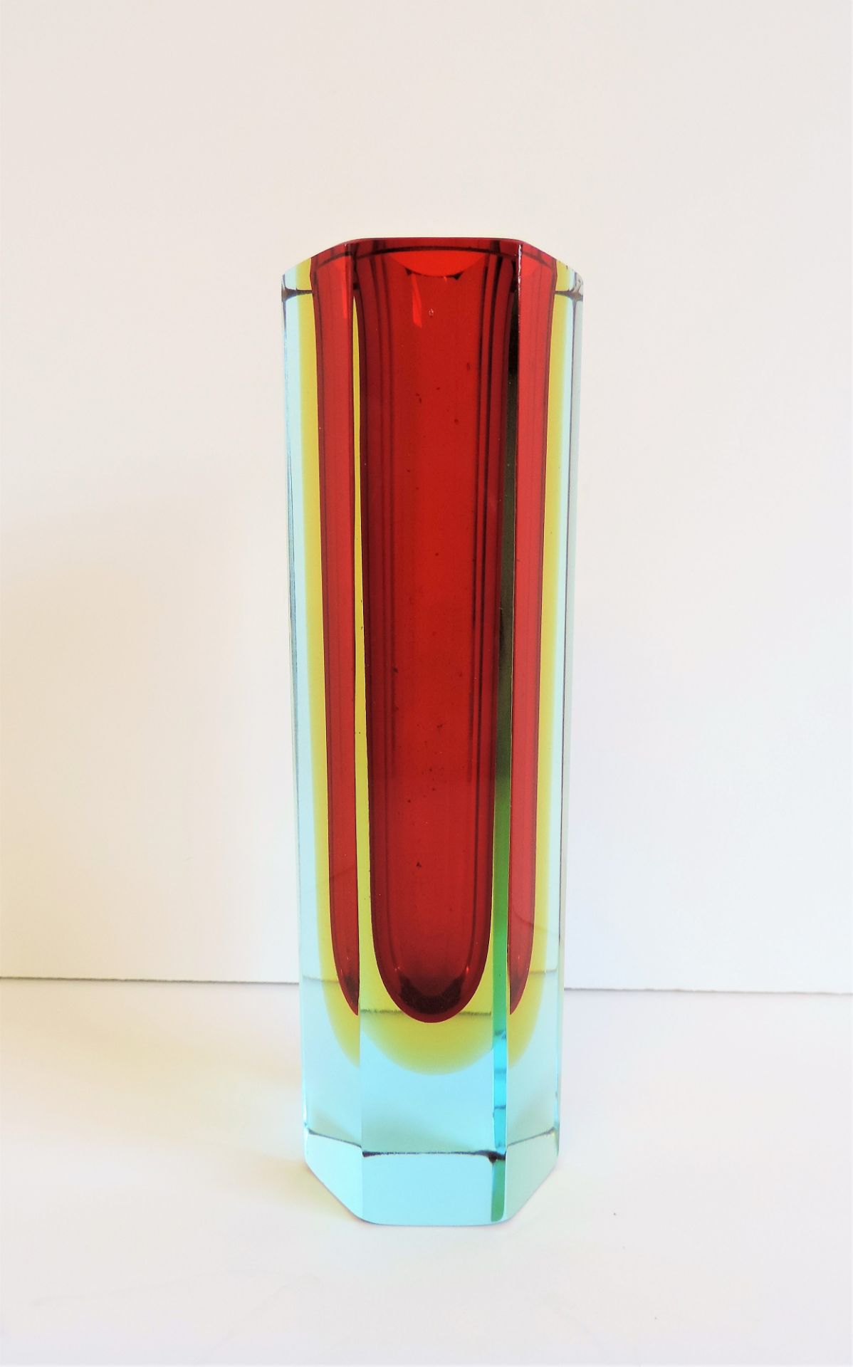 Murano Mandruzzato Sommerso Hexagonal Glass Vase - Image 2 of 6