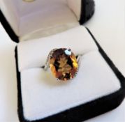 Sterling Silver 8 carat Citrine Ring New with Gift Box