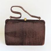Vintage Mappin & Webb Brown Lizard Skin Handbag
