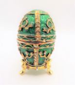 Faberge Style Jewelled Enamel Egg Trinket Box & Stand