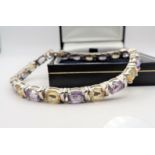 Sterling Silver 16 carat Amethyst & Citrine Bracelet