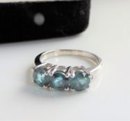 Sterling Silver London Blue Topaz & Diamond Ring 'NEW' with Gift Pouch