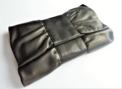FURLA Italian Black Leather Bow Clutch Bag